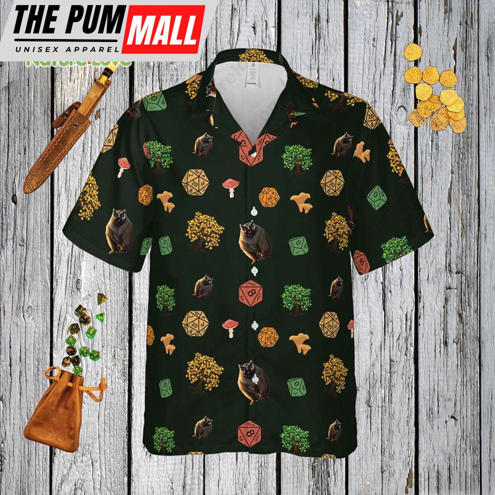 Forest Owlbear Button Up Hawaiian Shirt Dnd Dungeons and Dragons DM Gift