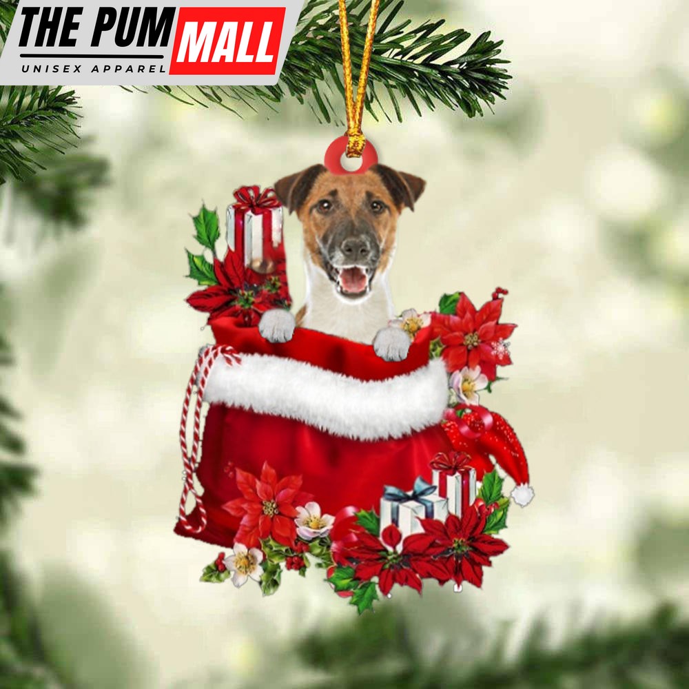 Fox Terrier In Gift Bag Christmas Ornament – Car Ornaments – Gift For Dog Lovers Limited Edition