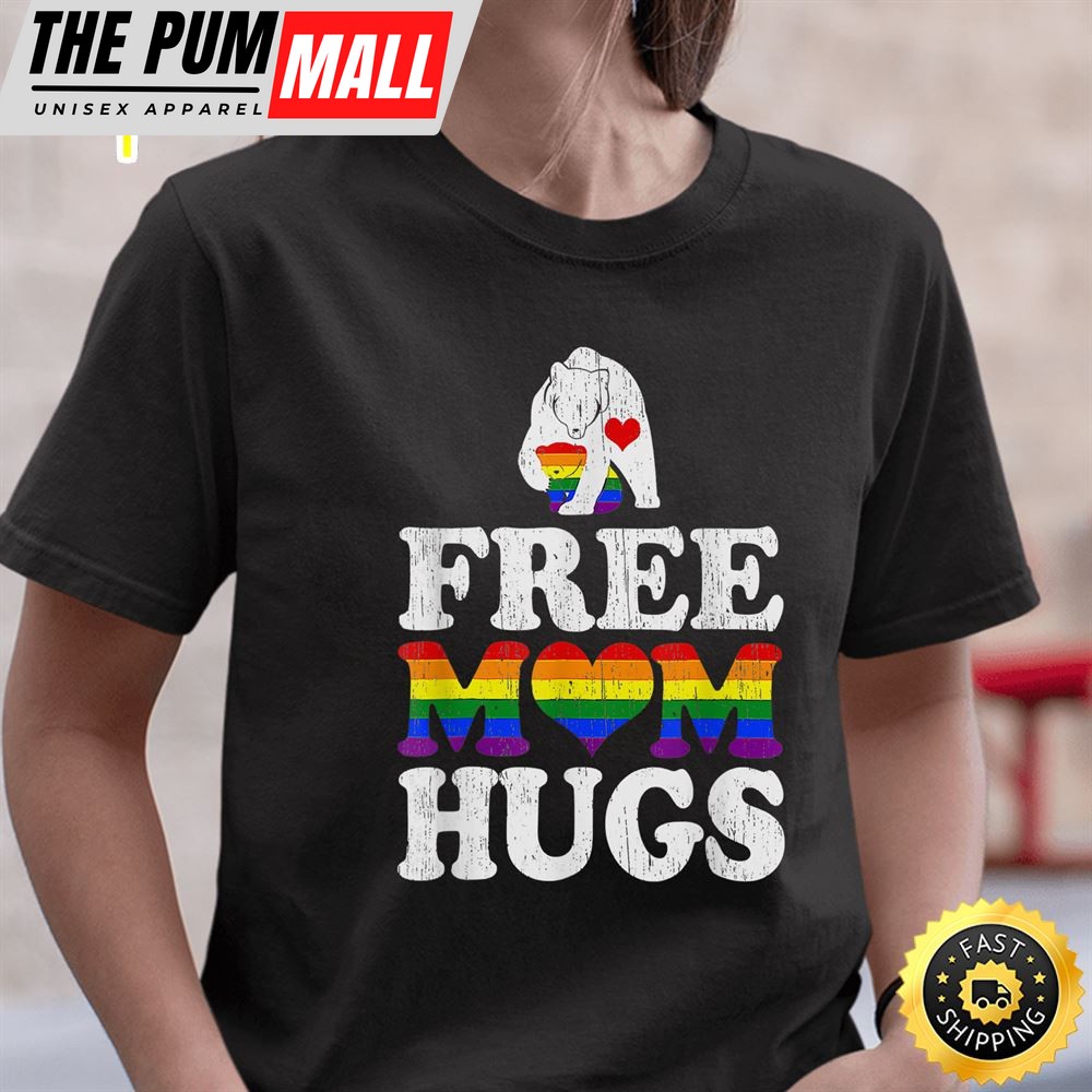 Free Mom Hugs Mama Bear For Pride Month LGBT Valentines Day T-shirt
