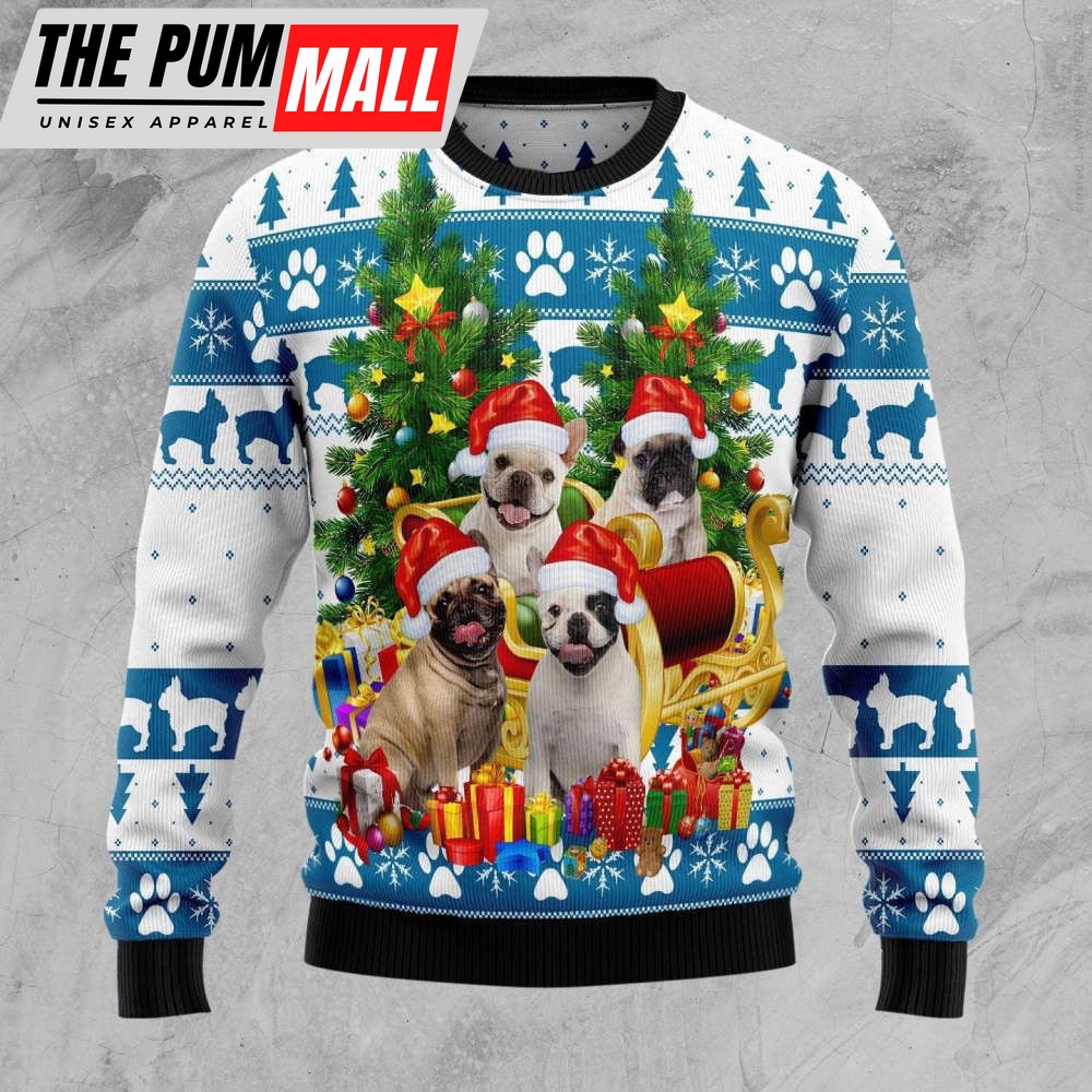 French Bulldog Greeting Ugly Christmas Sweater For Men & Women
