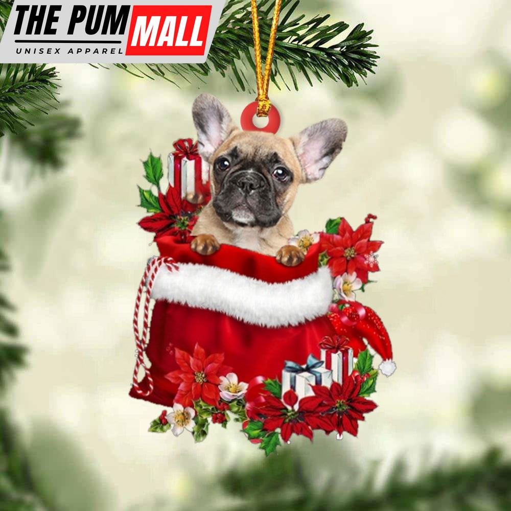 French Bulldog In Gift Bag Christmas Ornament – Car Ornaments – Gift For Dog Lovers Limited Edition