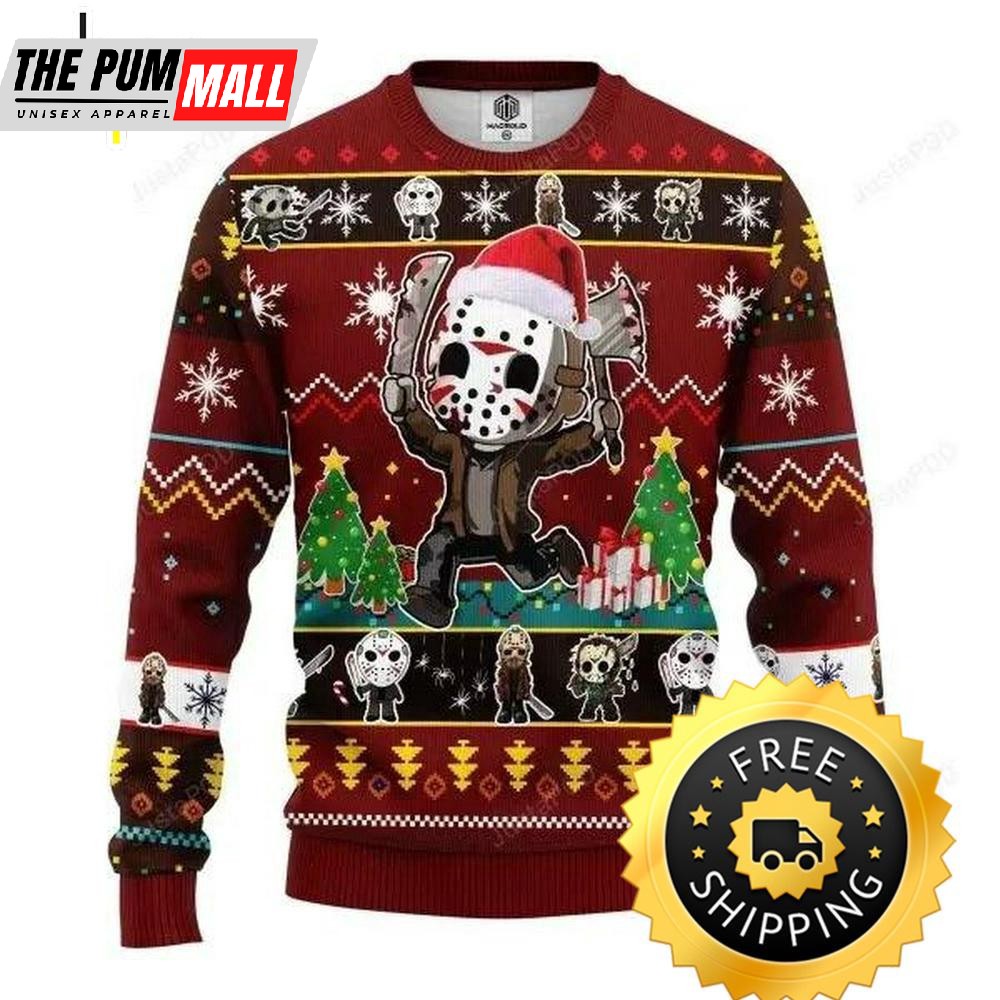 Friday The3Th Funny Ugly Christmas Sweater, Halloween Christmas Sweater