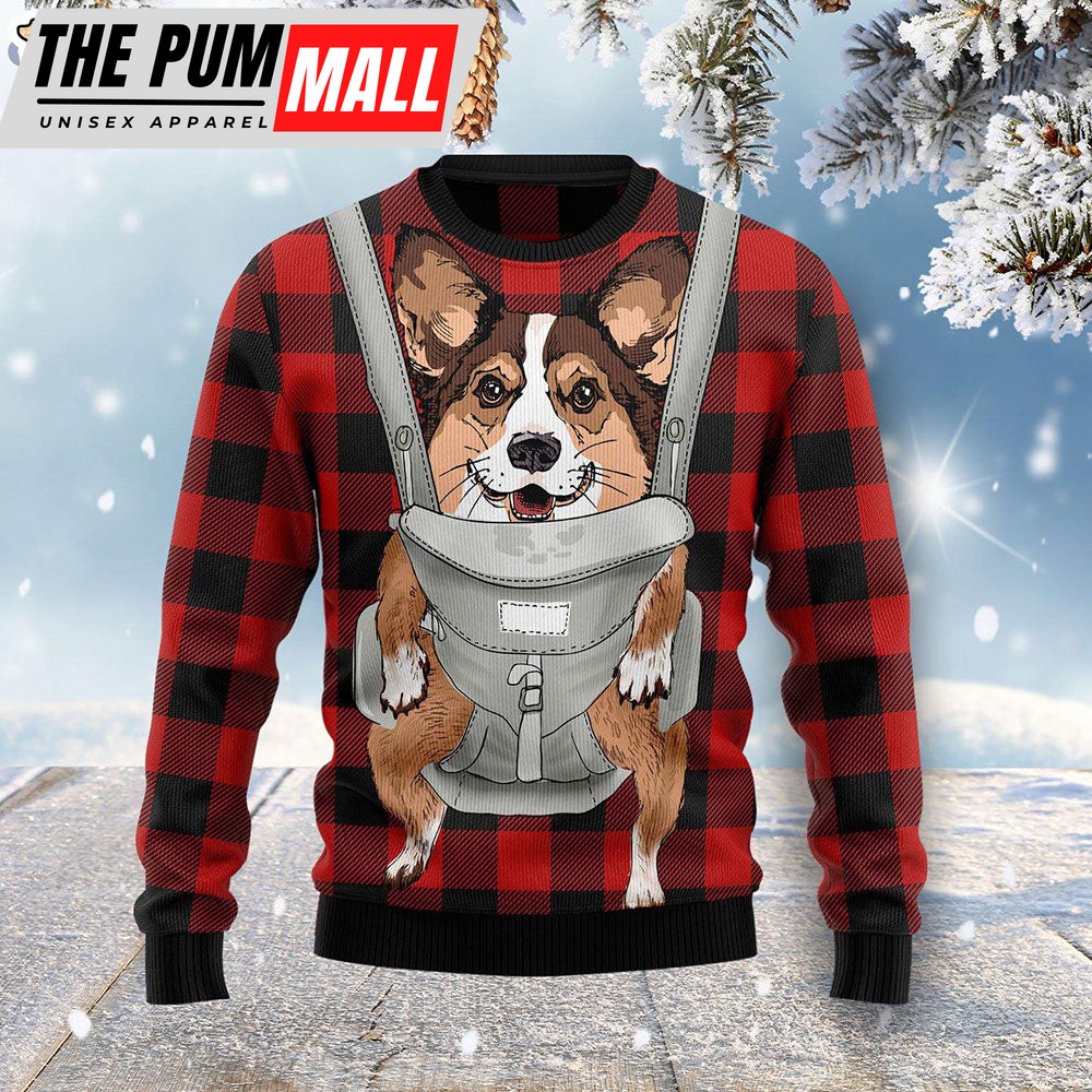 Front Carrier Dog Pembroke Welsh Corgi Ugly Christmas Sweater – Christmas Gift For Pet Lovers