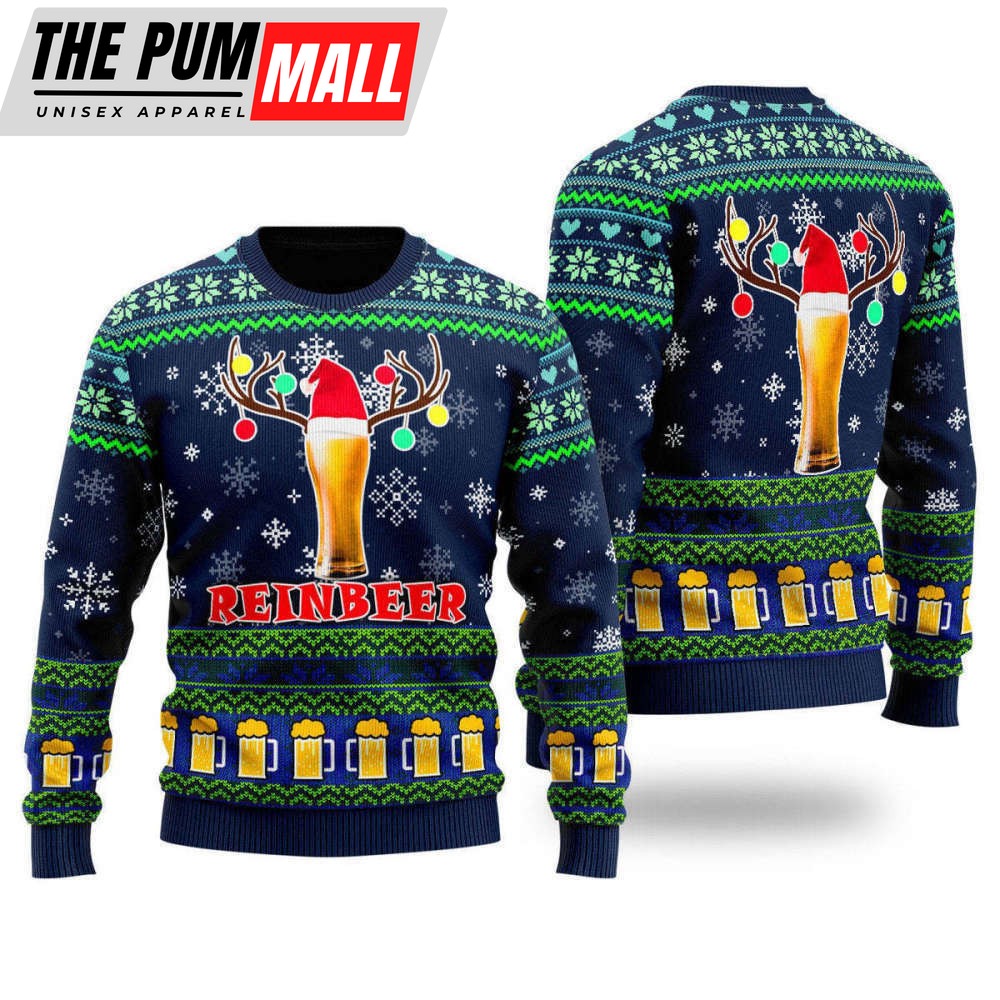 Funny Beer Lover Reindeer Christmas Ugly Sweater, Christmas Ugly, Ugly Sweater For Men And Women