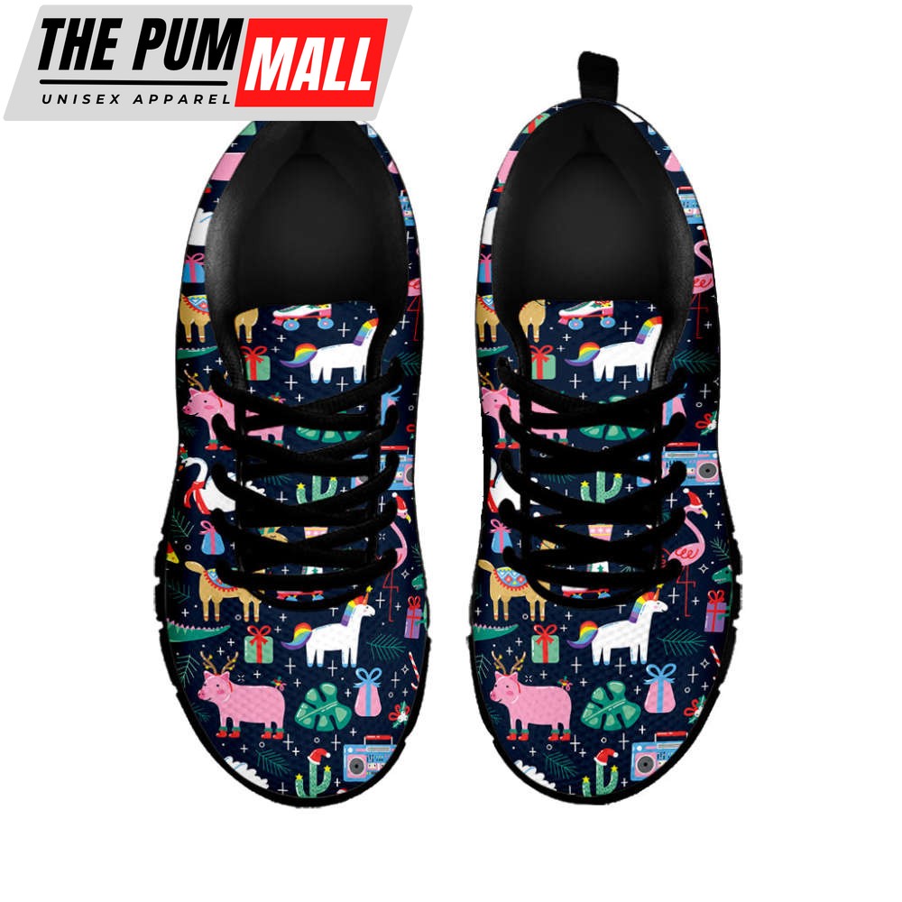 funny-christmas-animals-pattern-print-black-running-shoes-gift-for-men-and-wome-99oyypbl Funny Christmas Animals Pattern Print Black Running Shoes, Gift For Men And Women