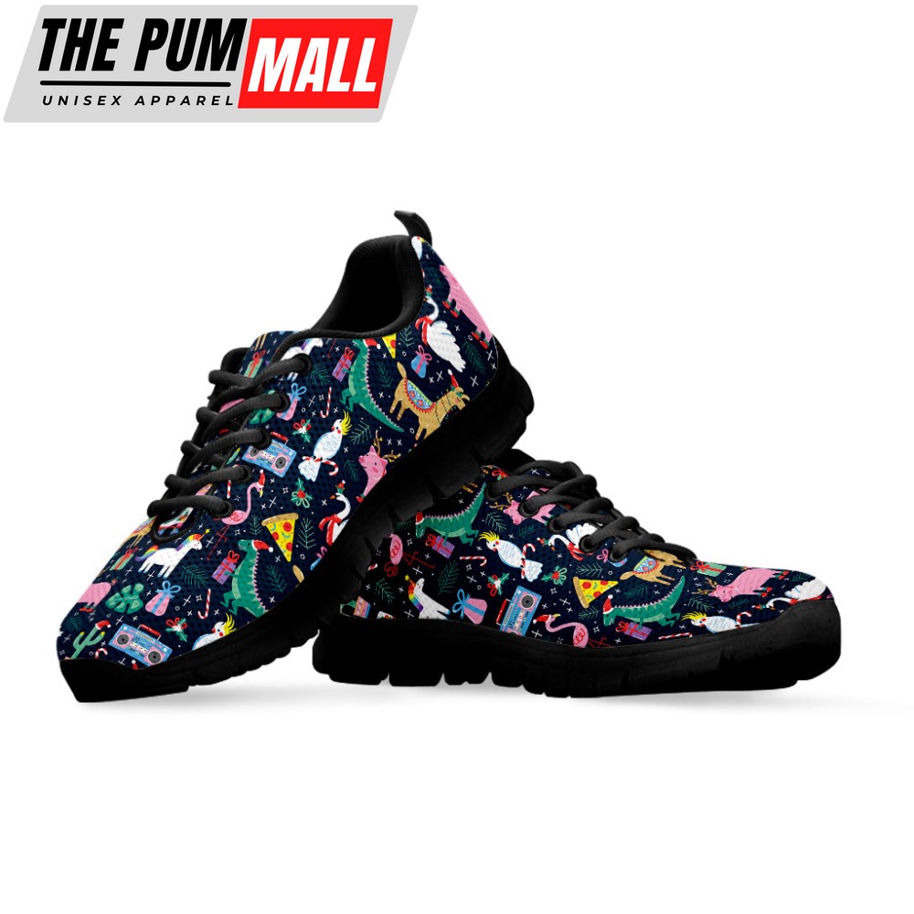 funny-christmas-animals-pattern-print-black-running-shoes-gift-for-men-and-wome-99oyypbl Funny Christmas Animals Pattern Print Black Running Shoes, Gift For Men And Women