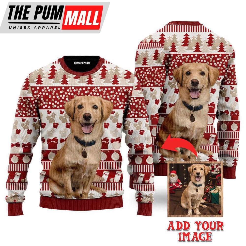Funny Christmas Dog Sitting On Bright Custom Christmas Sweaters For Men & Women
