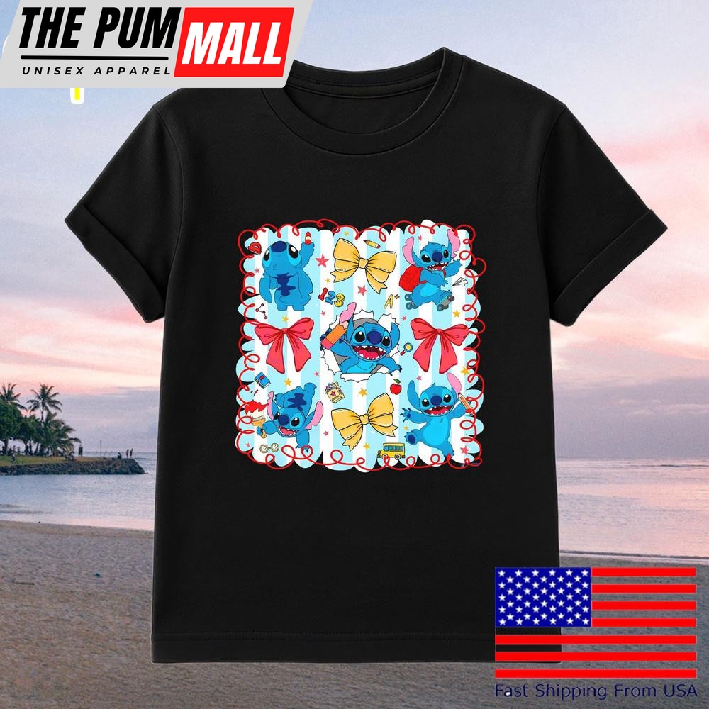 Funny Disney Stitch Coquette Bow Back To School T Shirt