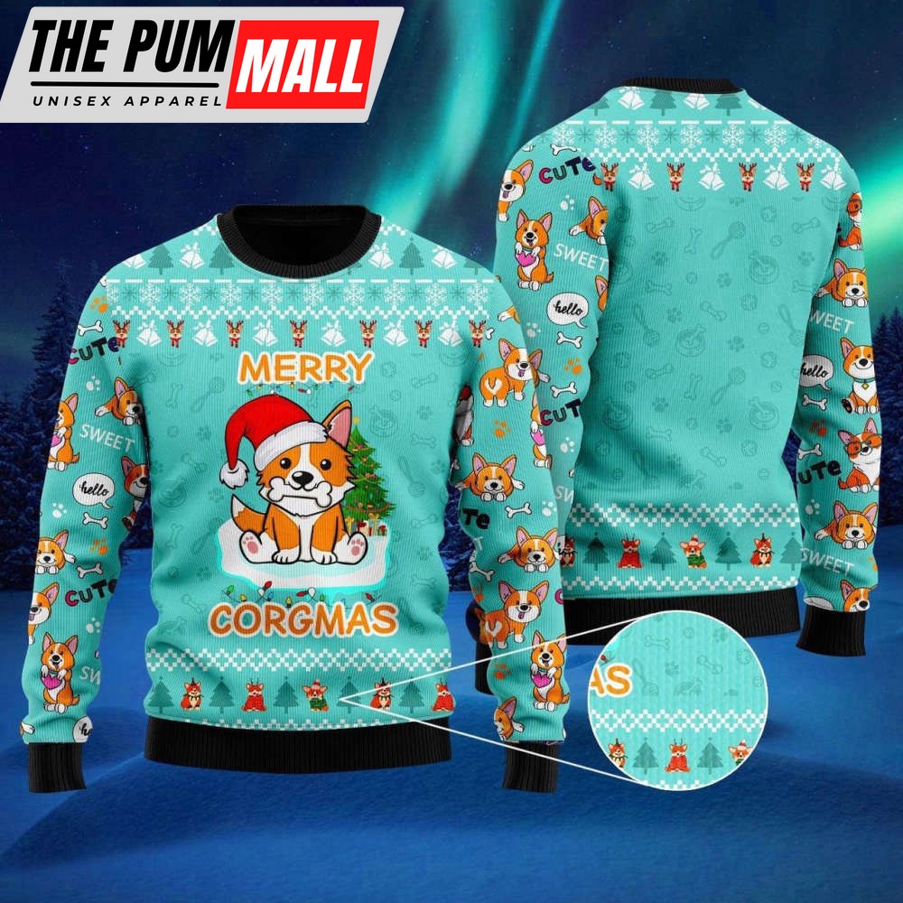 Funny Dog Merry Corgmas Ugly Christmas Sweater For Men & Women