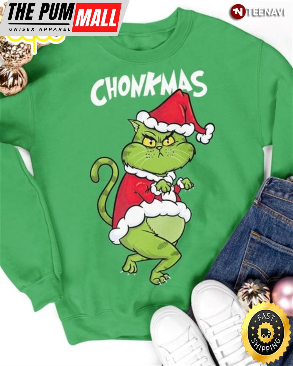 Funny Grinch Cat Shirt, Chonkmas