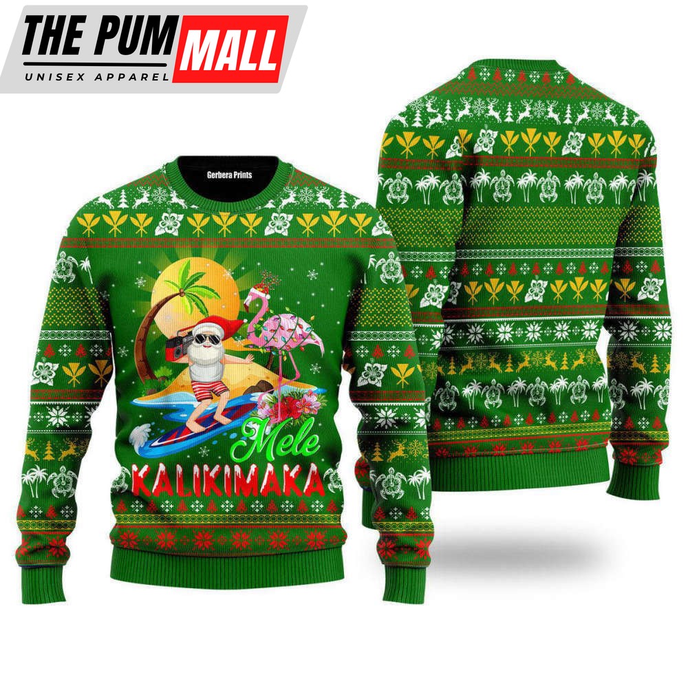 Funny Hawaii Santa Mele Kalikimaka Ugly Christmas Sweater, Gift For Christmas