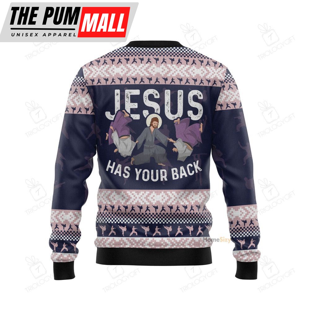funny-jesus-has-your-back-jiu-jitsu-ugly-christmas-sweater-3d-printed-best-gift-c23ffmxv Funny Jesus Has Your Back Jiu Jitsu Ugly Christmas Sweater 3D Printed Best Gift For Xmas