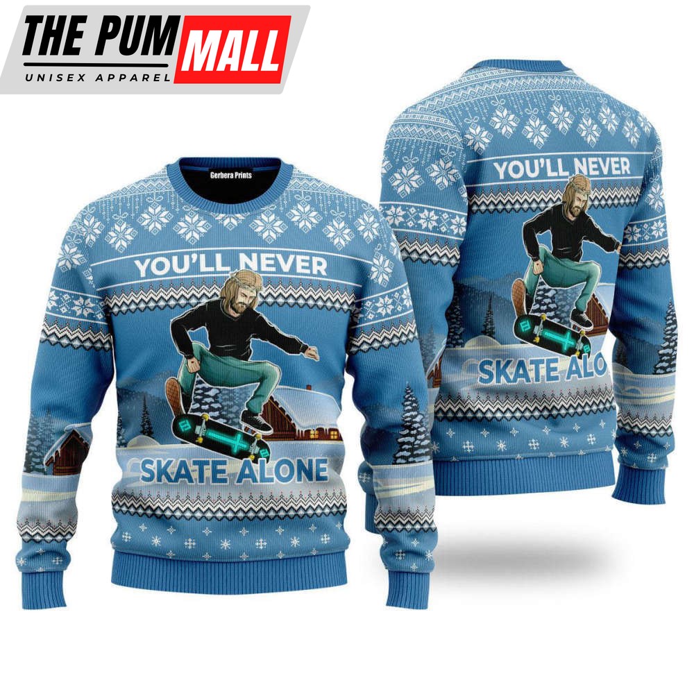 Funny Jesus Skateboarding Ugly Christmas Sweater Gift UH1602