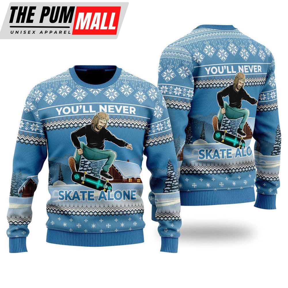 Funny Jesus Skateboarding Ugly Christmas Sweater, Jumper For Men & Women
