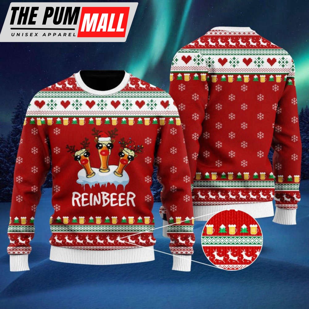 Funny Reinbeer Ugly Christmas Sweater, Christmas Gift For Men And Women