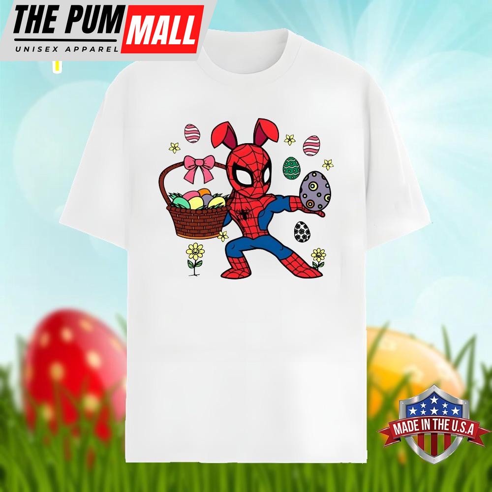Funny Spider Man With Easter Egg Graphic Shirt