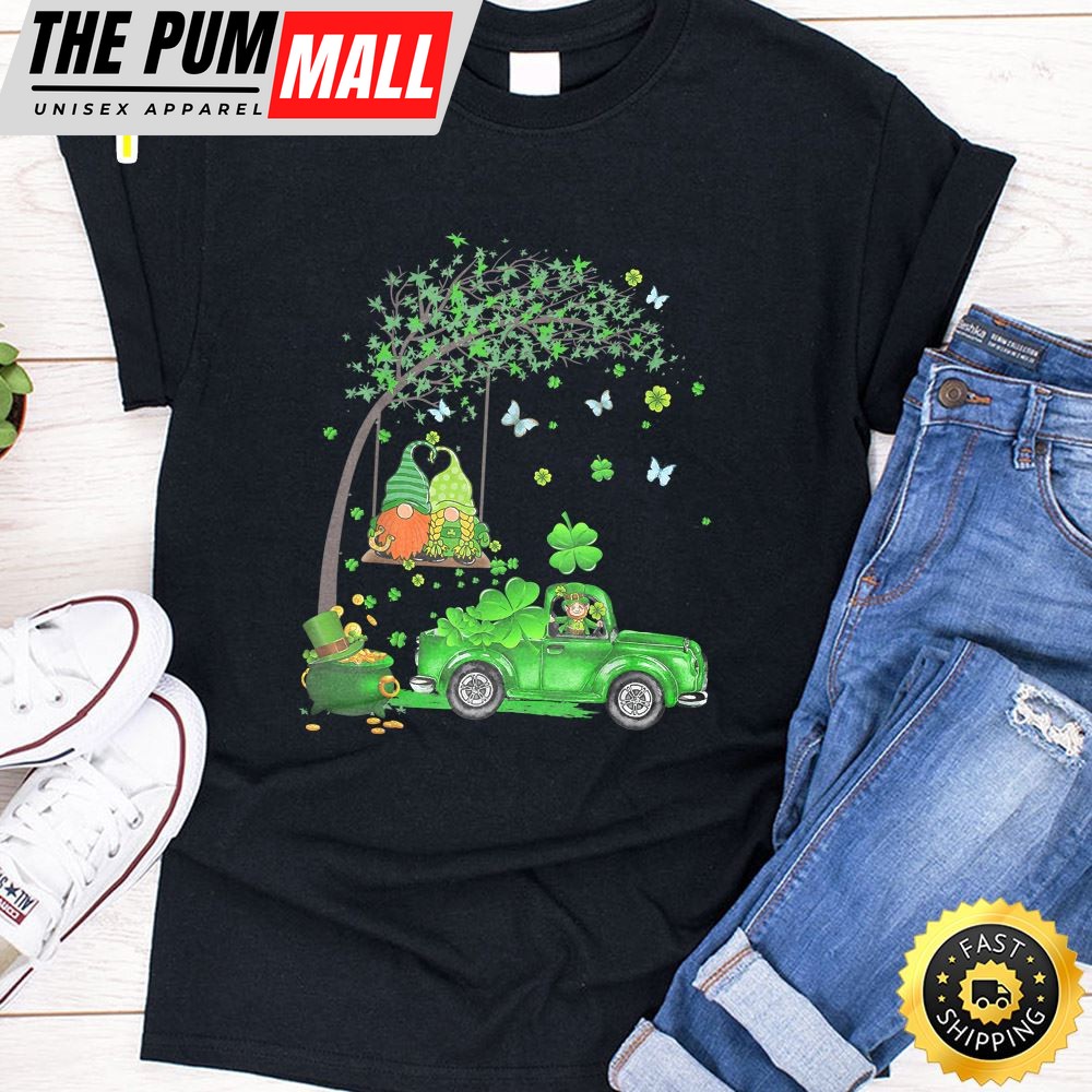 Funny Tractor Gnome Happy St Patrick Day Men Women Kids T-Shirt