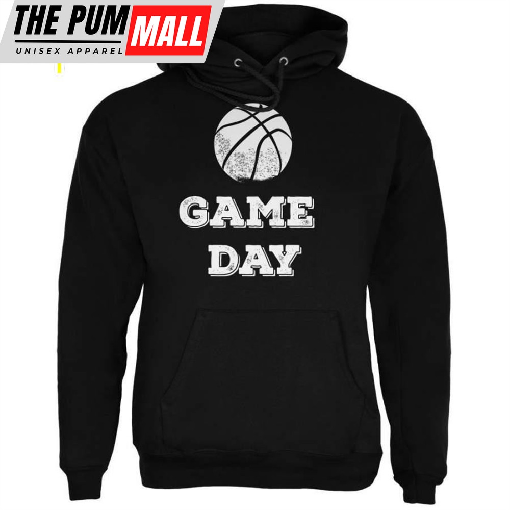Game Day Basketball Black Adult Hoodie