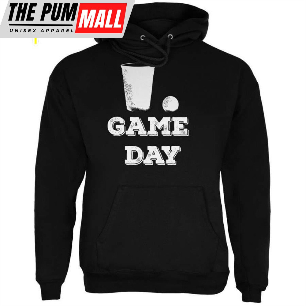 Game Day Beer Pong Black Adult Hoodie