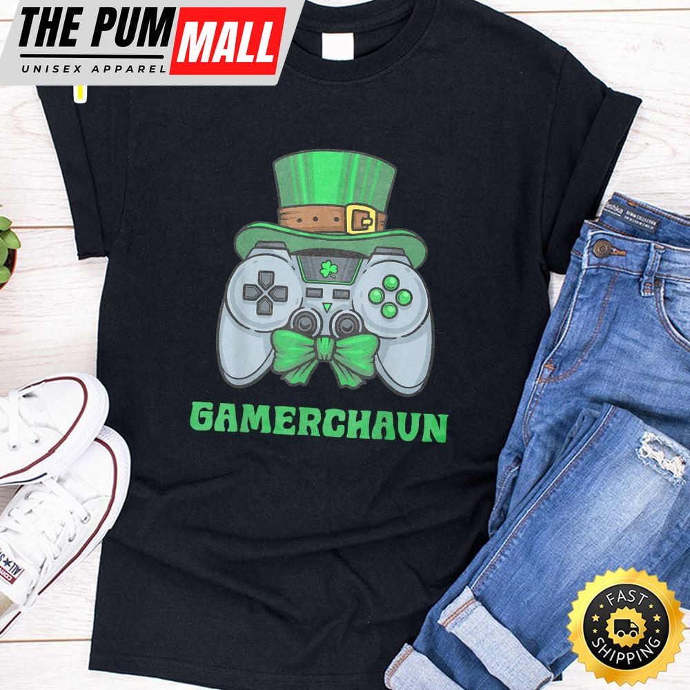Gamer St Patricks Day Green Lucky Boys Kids Gift Fun T-Shirt