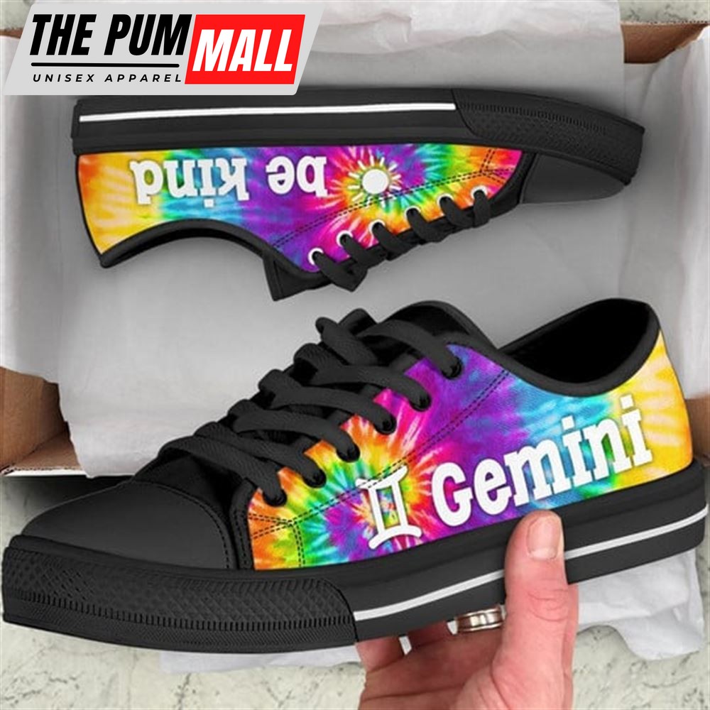 Gemini Zodiac Bekind Tie Dye Canvas Low Top Shoes – Low Top Shoes Mens, Women
