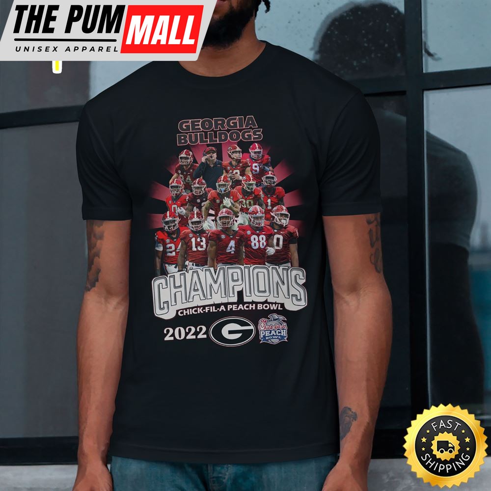 Geogia Bulldogs Champions Chick Fil A Peach Bowl Unisex T-Shirt