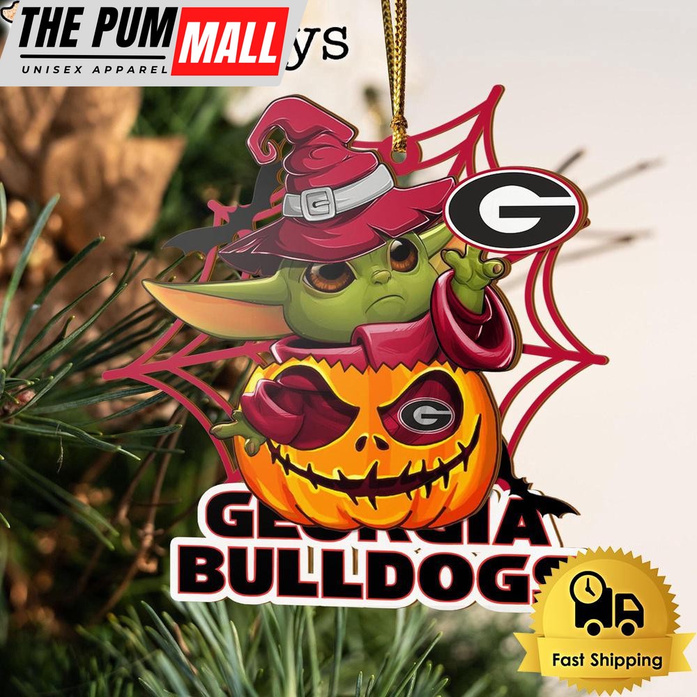 Georgia Bulldogs Baby Yoda Pumpkin Halloween Ornament Limited Edition