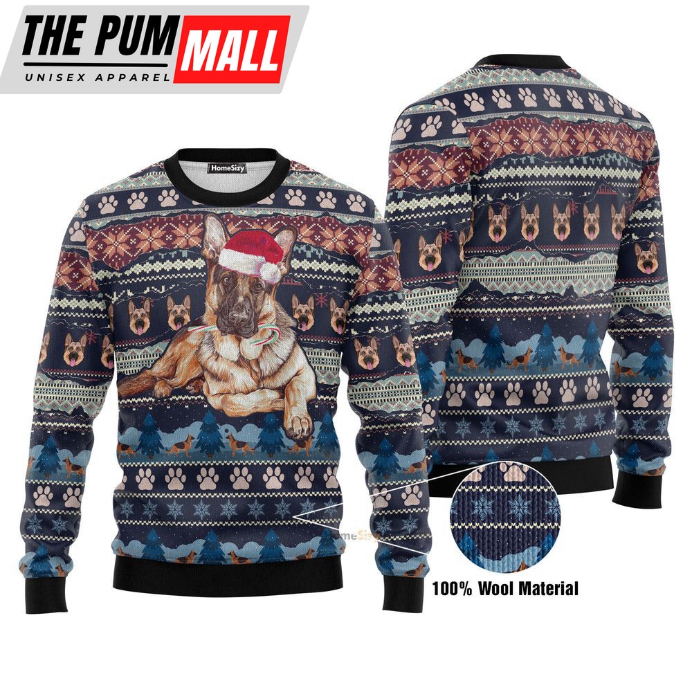 German Shepherd Dog And Christmas Ugly Christmas Sweater For Men And Women