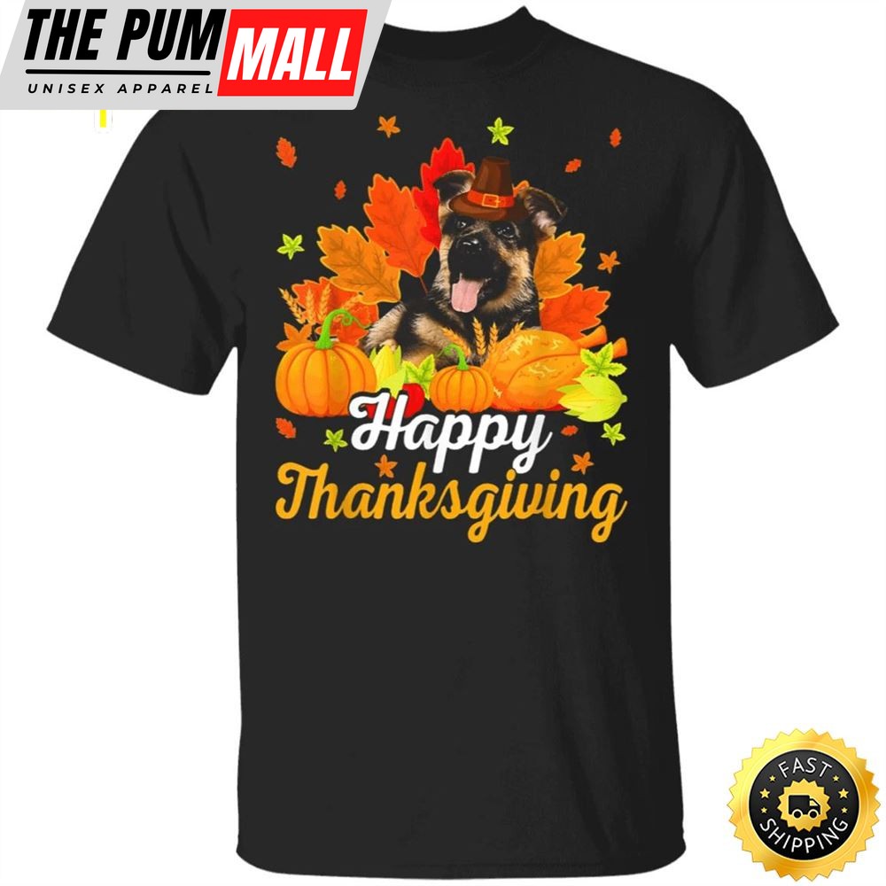 German Shepherd Happy Thanksgiving T-Shirt Adorable Dog Hallothanksmas Tee Gifts For Dog Owners