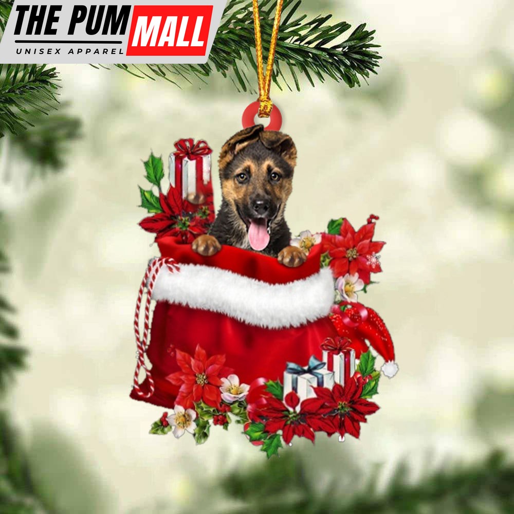 German Shepherd In Gift Bag Christmas Ornament – Car Ornaments – Gift For Dog Lovers Limited Edition
