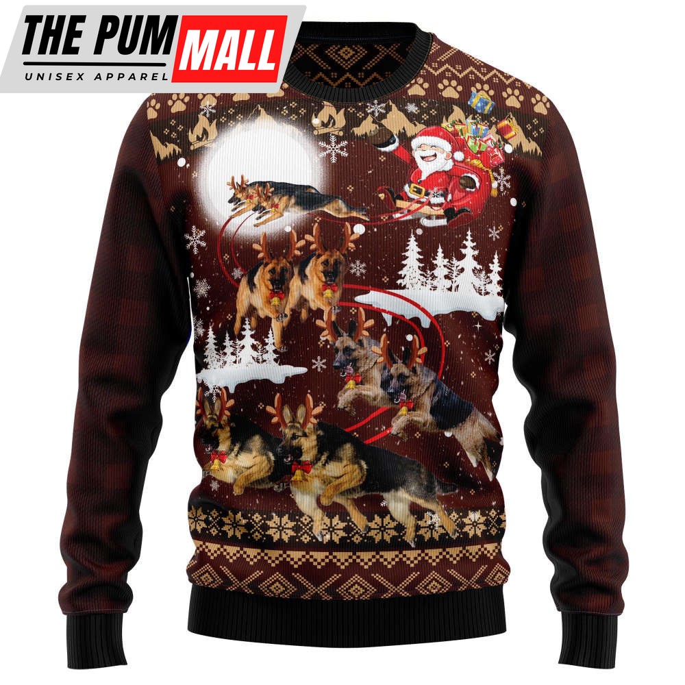 German Shepherd Reindeers Car D0210 Ugly Christmas Sweater, Noel Malalan