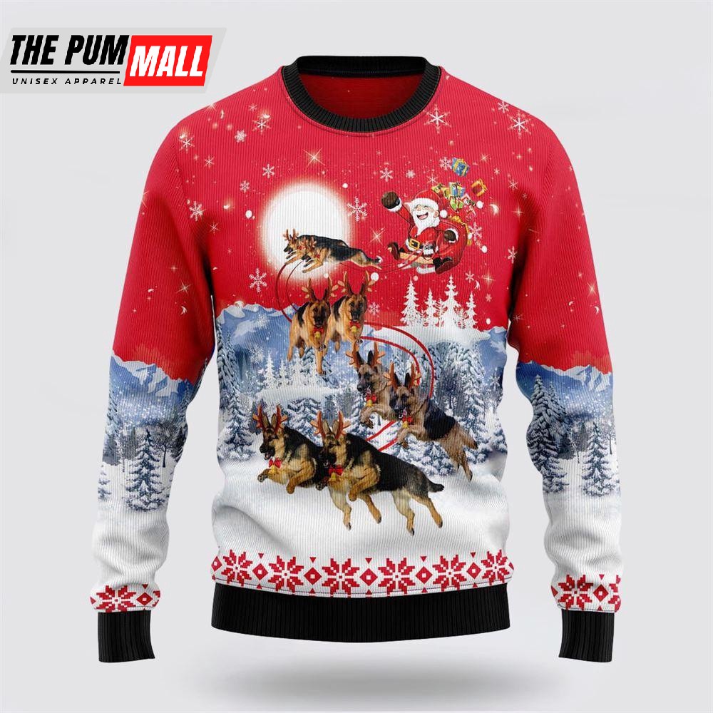 German Shepherd Santa Claus Ugly Christmas Sweater