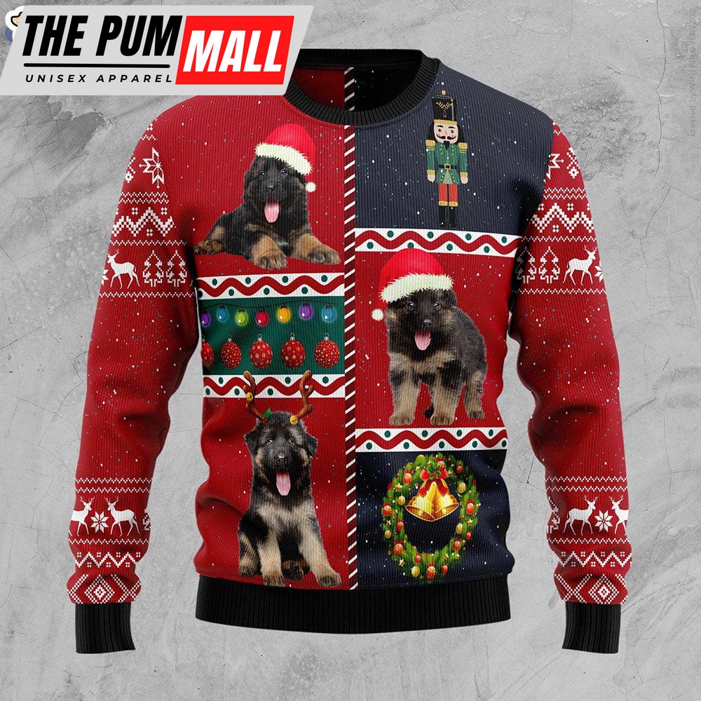 German Shepherd Vintage Dog Lover Red Ugly Christmas Sweater – Gifts For Dog Lovers