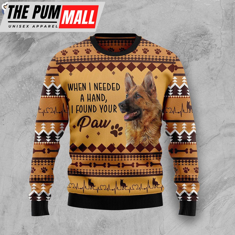 German Shepherd When I Need A Hand Dog Lover Ugly Christmas Sweater – Dog Memorial Gift