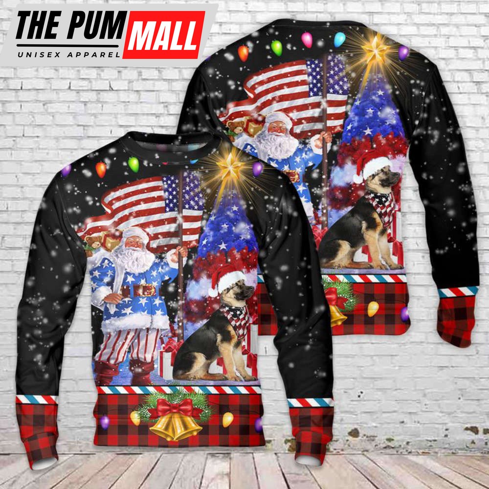 German Shepherds Merry Christmas Sweater 3D Flag: Festive & Unique Holiday Apparel