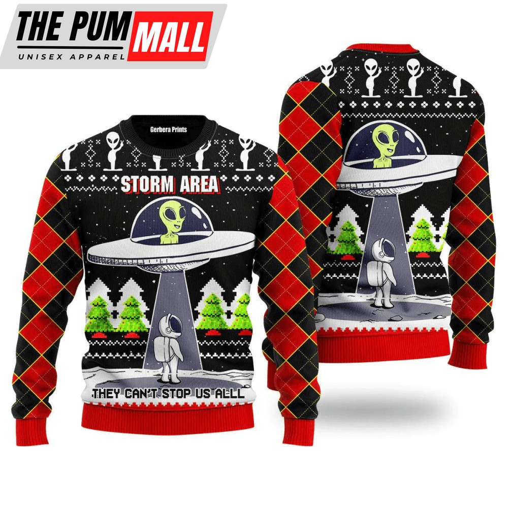 Get Festive with Alien Stop Area Ugly Christmas Sweater – Best Xmas Gift! 3D Printed UH1151 AOP Shirt