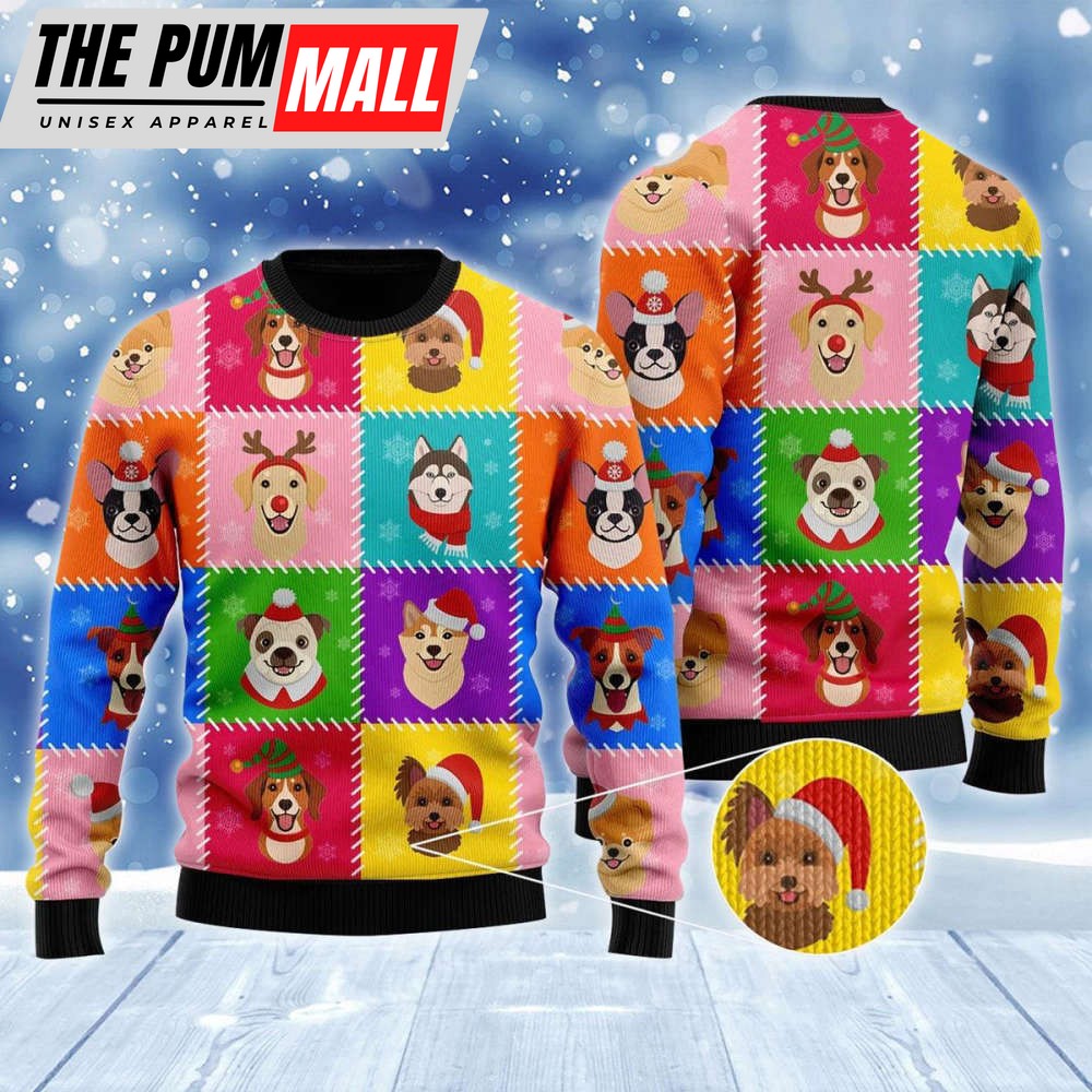 Get Festive with Dog Face Santa Ugly Sweater – Perfect for Christmas!