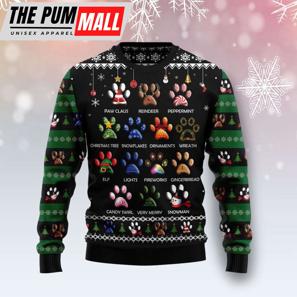 Get Festive with Dog Pawprint T210 Ugly Christmas Sweater – Perfect Gift for Christmas