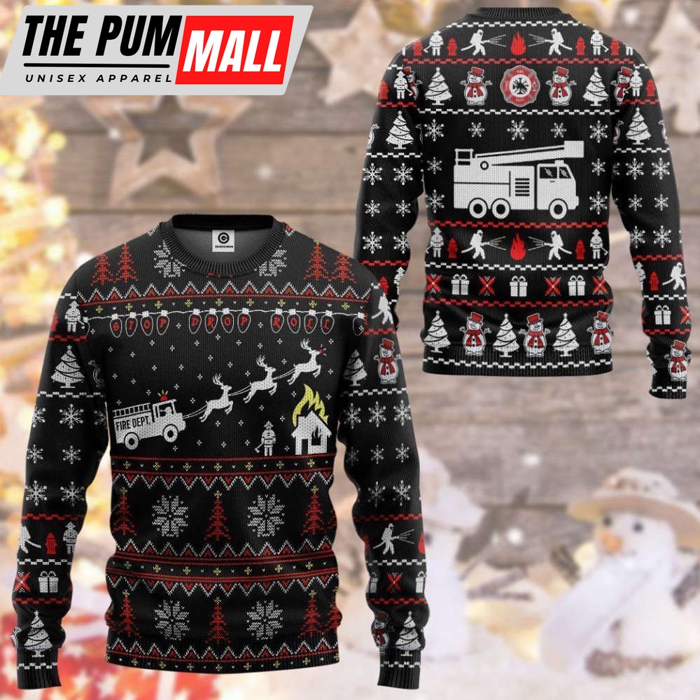 Get Festive with Firefighter Fire Dept Ugly Christmas Sweater – Gift For Christmas Day