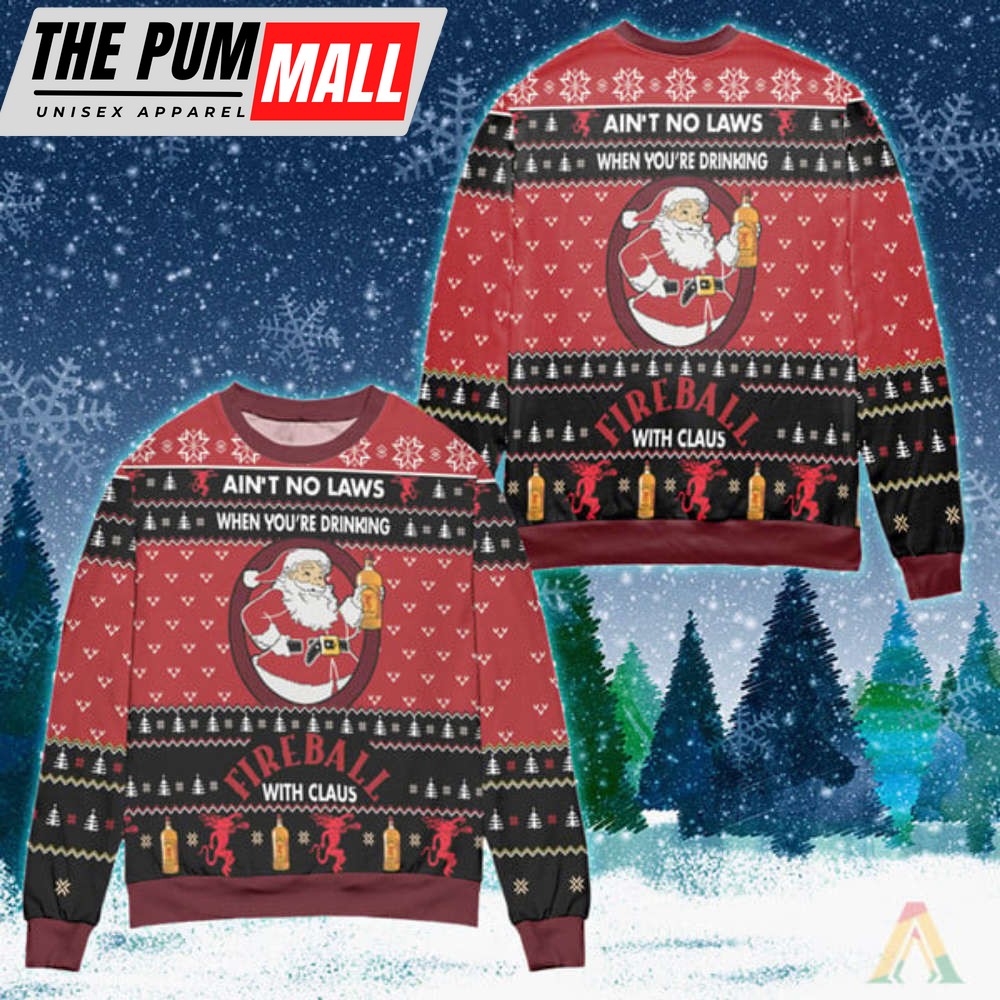 Get Festive with Santa Claus: Ugly Christmas Sweater for Drinking Fireball Whisky