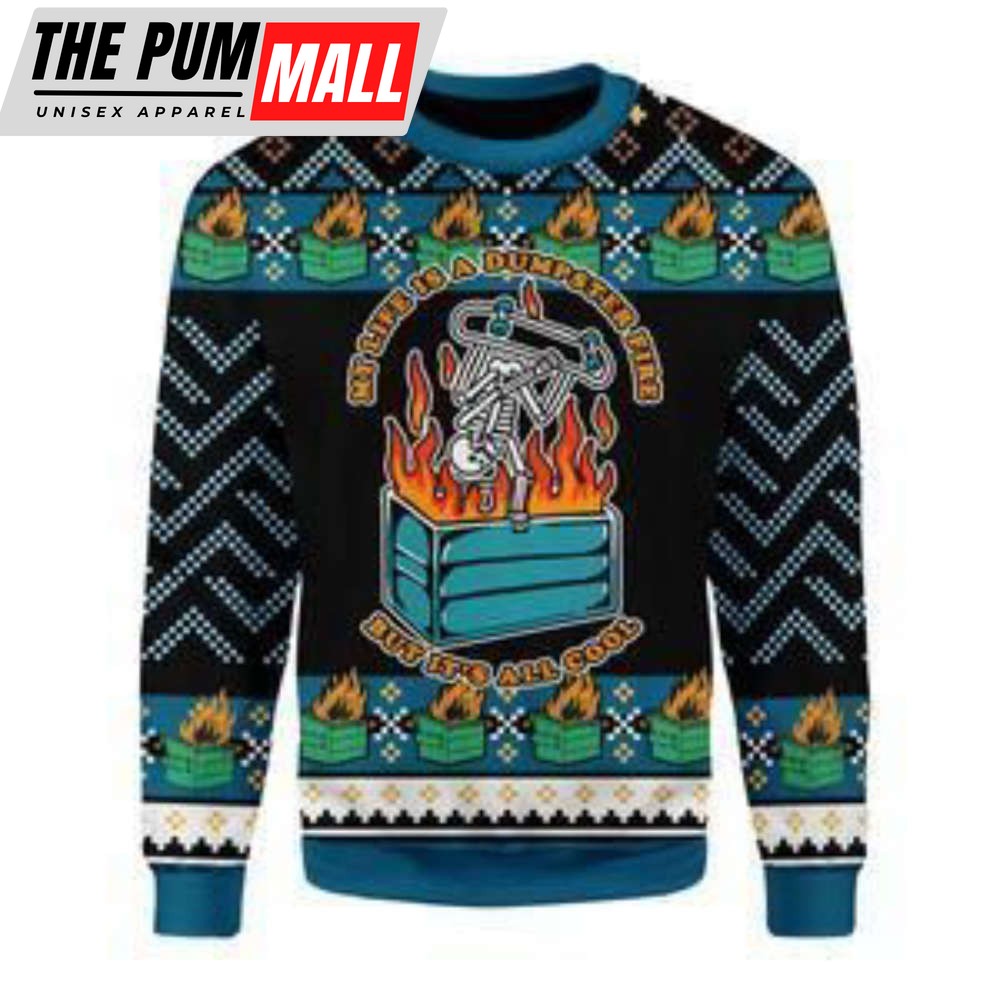 Get Festive with the 3D My Life Is A Dumpster Fire Ugly Christmas Sweater