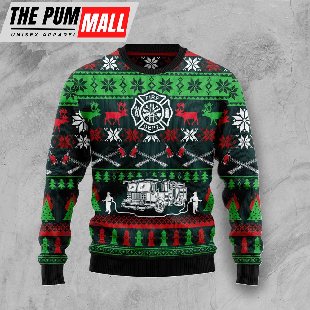 Get Festive with the Awesome Firefighter G51022 Ugly Christmas Sweater Perfect Christmas Gift