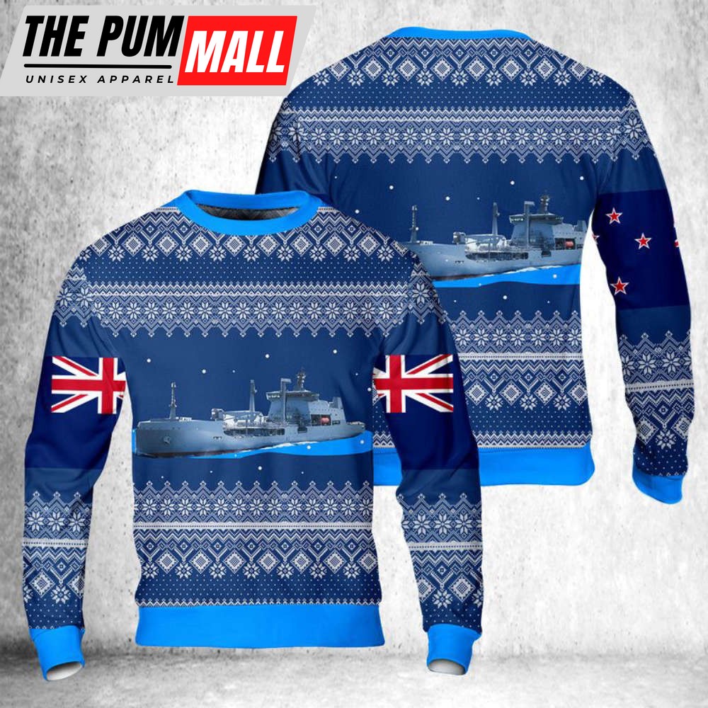 Get Festive with the RNZN Aotearoa A11 Ugly Christmas Sweater – 3D Style!