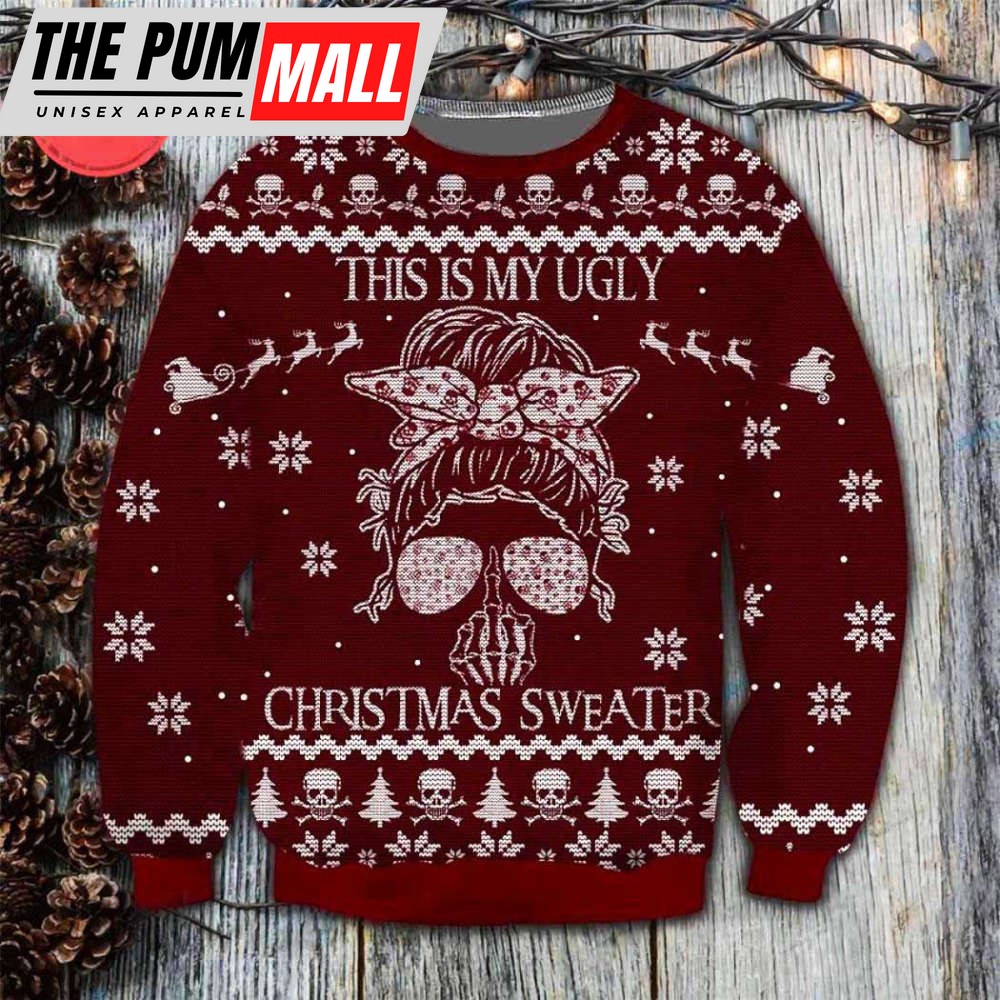 Get Festive with the Skull Ugly Christmas Sweater – Unisex Wool Knit