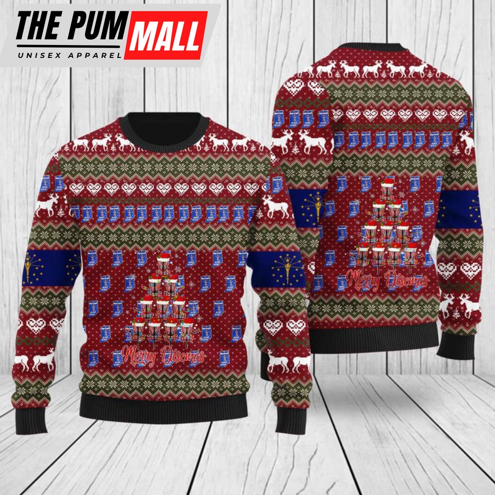 Get Festive with TRQD2611BC08 Indiana Disc Golf Christmas Sweater 3D – Perfect for Disc Golf Lovers!