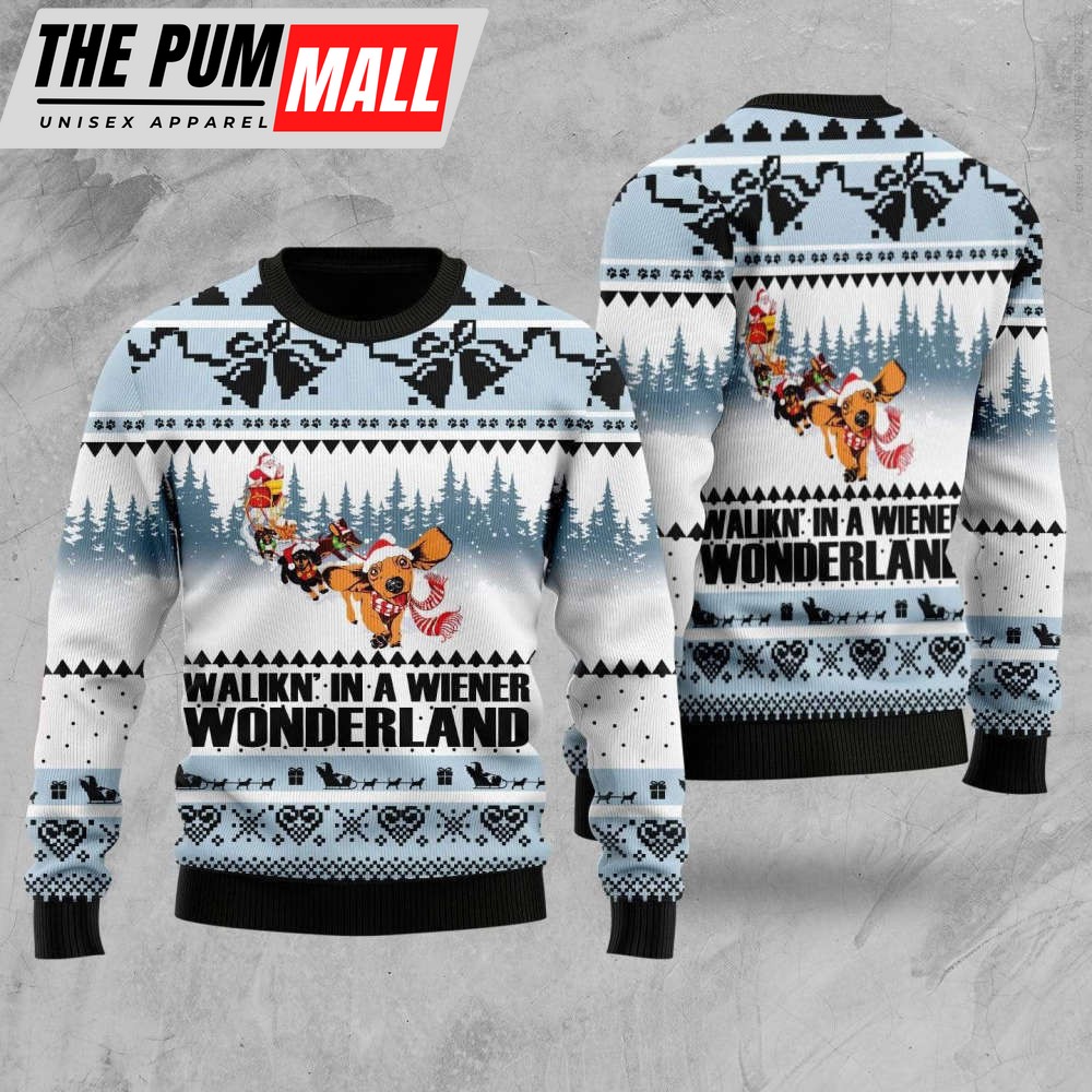 Get Festive with Walkin In A Wiener Ugly Christmas Sweater – Perfect for Dog Lovers!