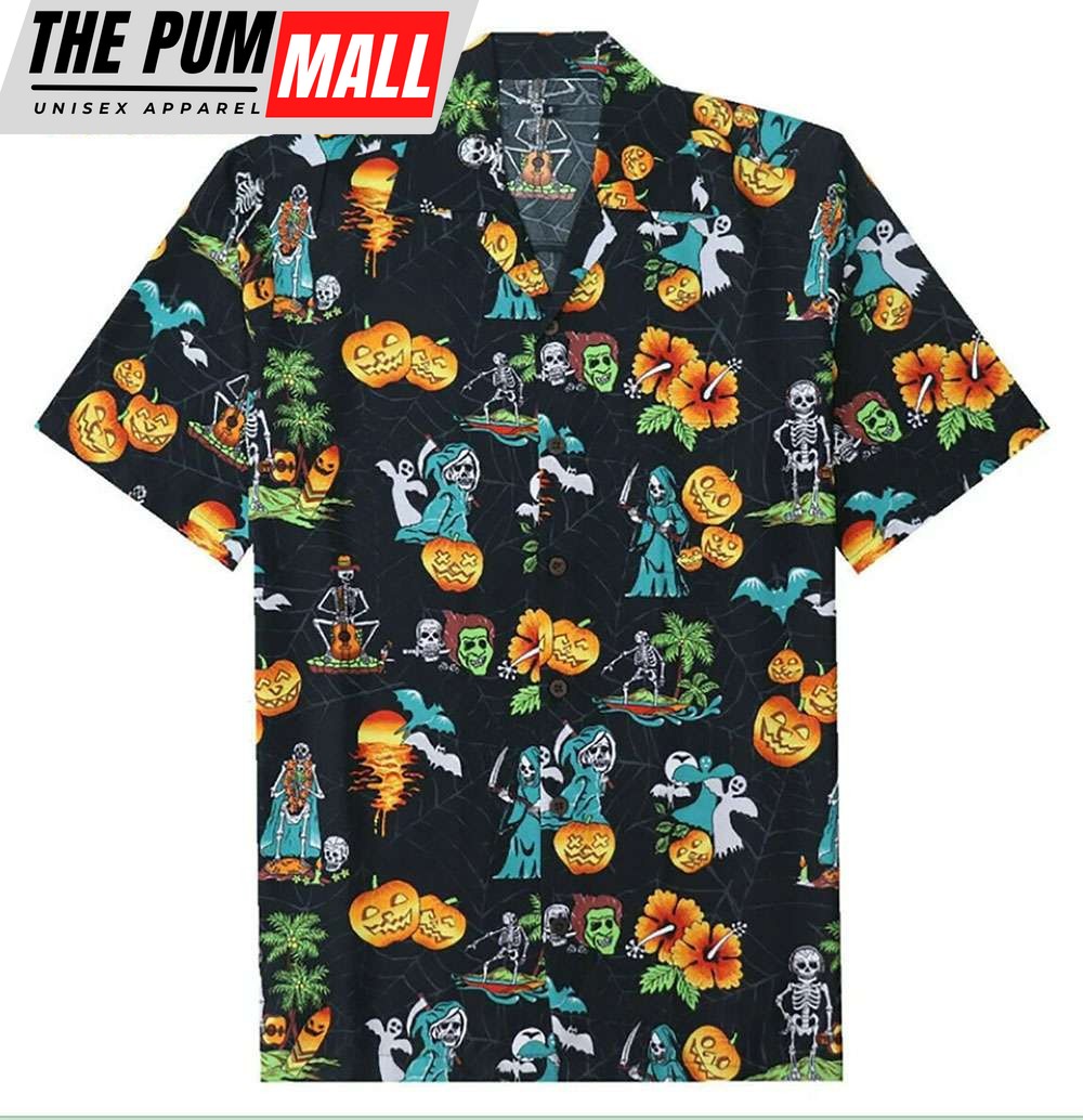 Ghost Pumpkin Hawaiian Shirt, Foolish Mortals Halloween Movie Aloha Shirt