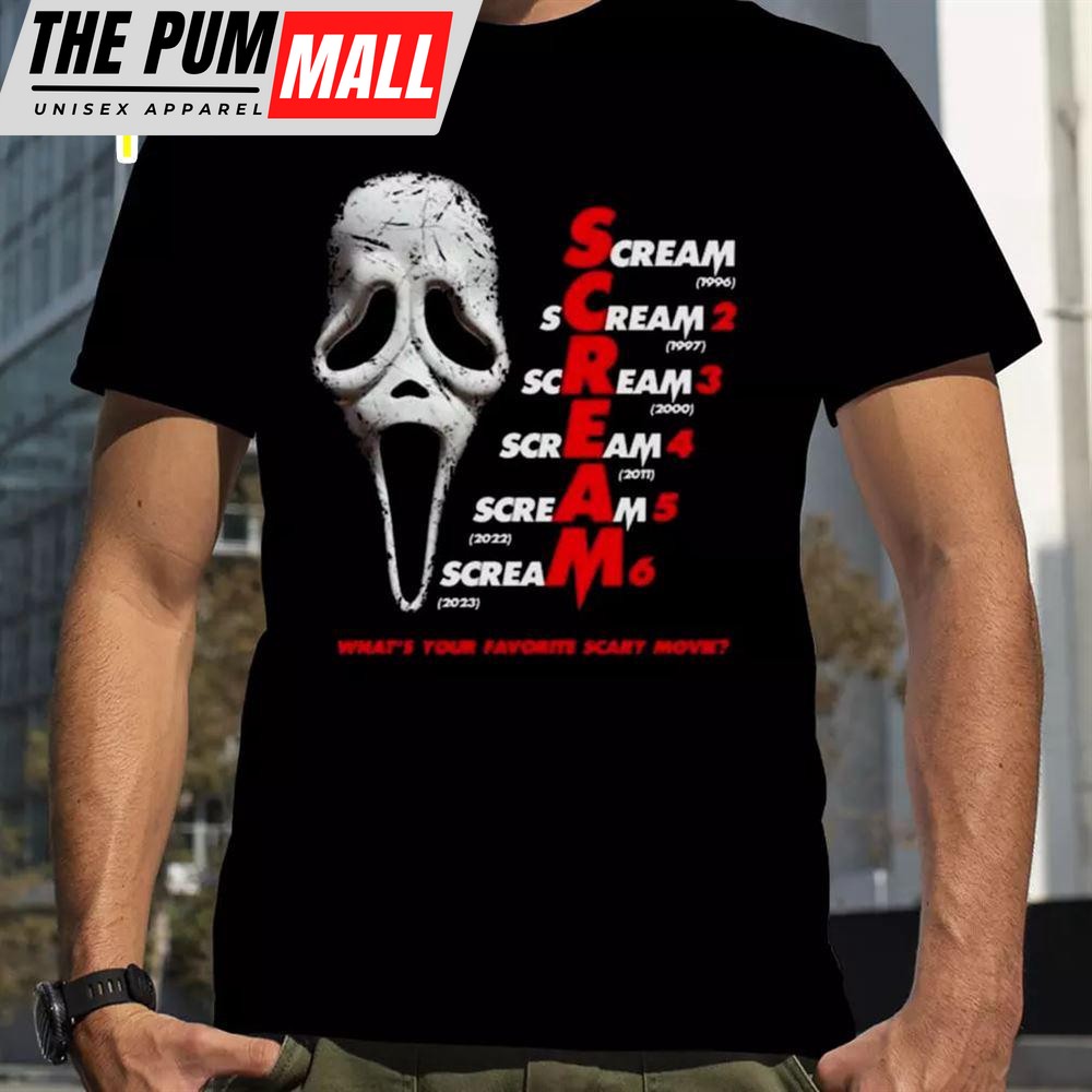 Ghostface Scream Whats Your Favorite Scary Movie Halloween 2025 Tshirt