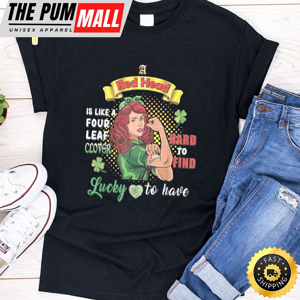 Ginger St Patrick Day Irish Women Lucky Redhead Shamrock T-Shirt
