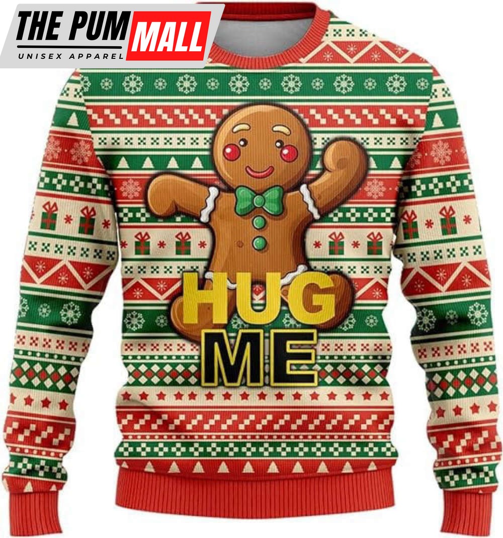 Gingerbread Man Ugly Christmas Sweaters, Gingerman Crew Neck Sweatshirt For Men
